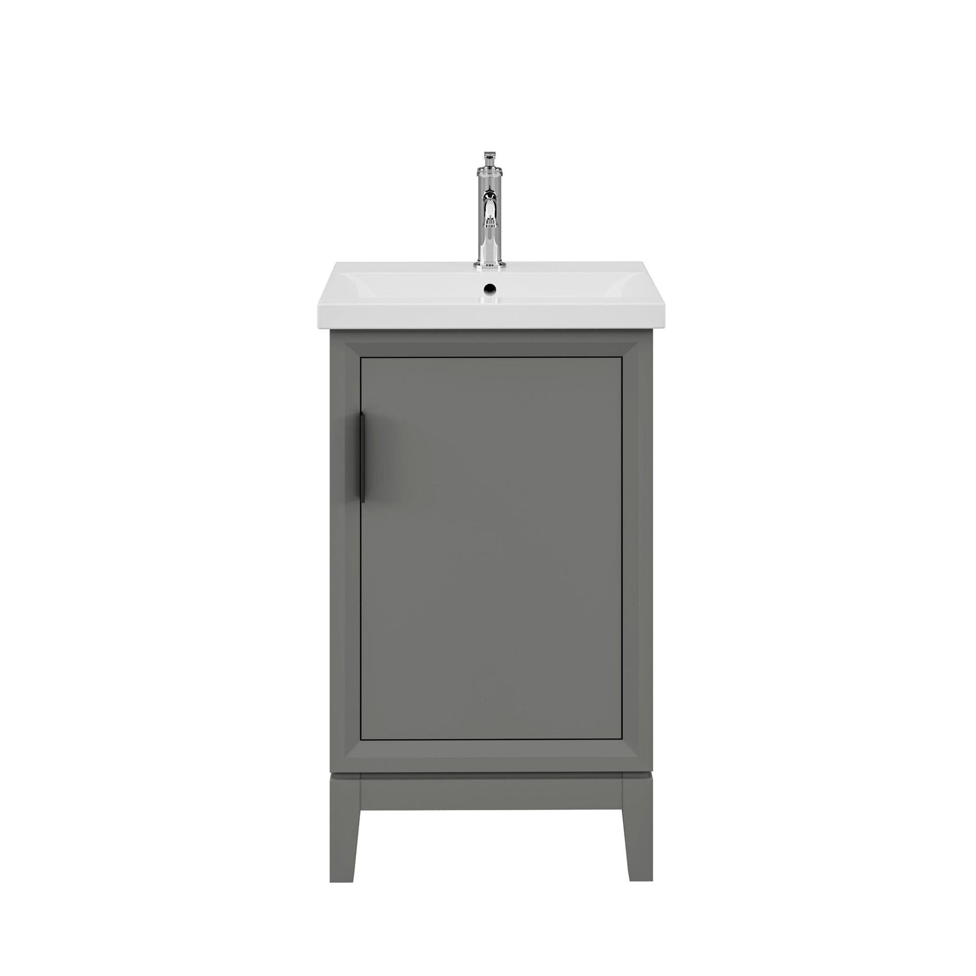 Water Creation Elsa 20" Integrated Ceramic Sink Top Vanity in Cashmere Grey with Modern Single Faucet