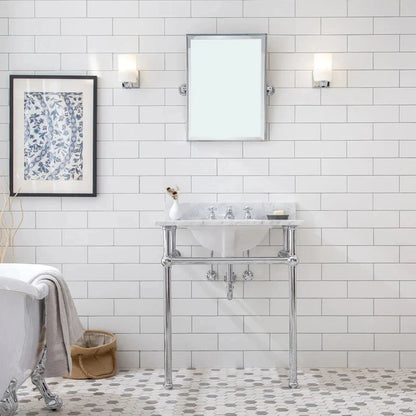 Water Creation Embassy 30" Chrome Single Wash Stand Carrara White Marble Top With Basin and F2-0013 Faucet