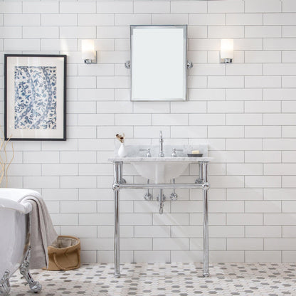 Water Creation Embassy 30" Single Sink White Carrara Marble Cashmere Grey Finish Vanity With F2-0009-03-BX Lavatory Faucet