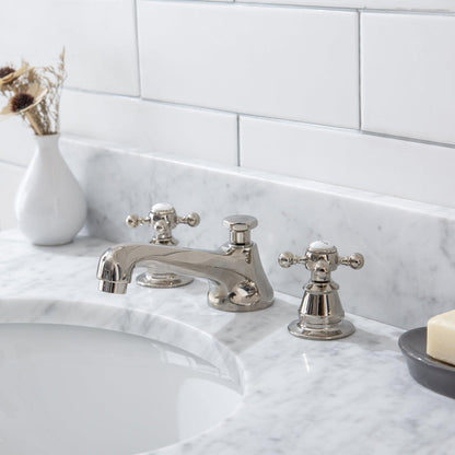 Water Creation Embassy 30" Single Sink White Carrara Marble Top Cashmere Gray Vanity With Matching Mirror