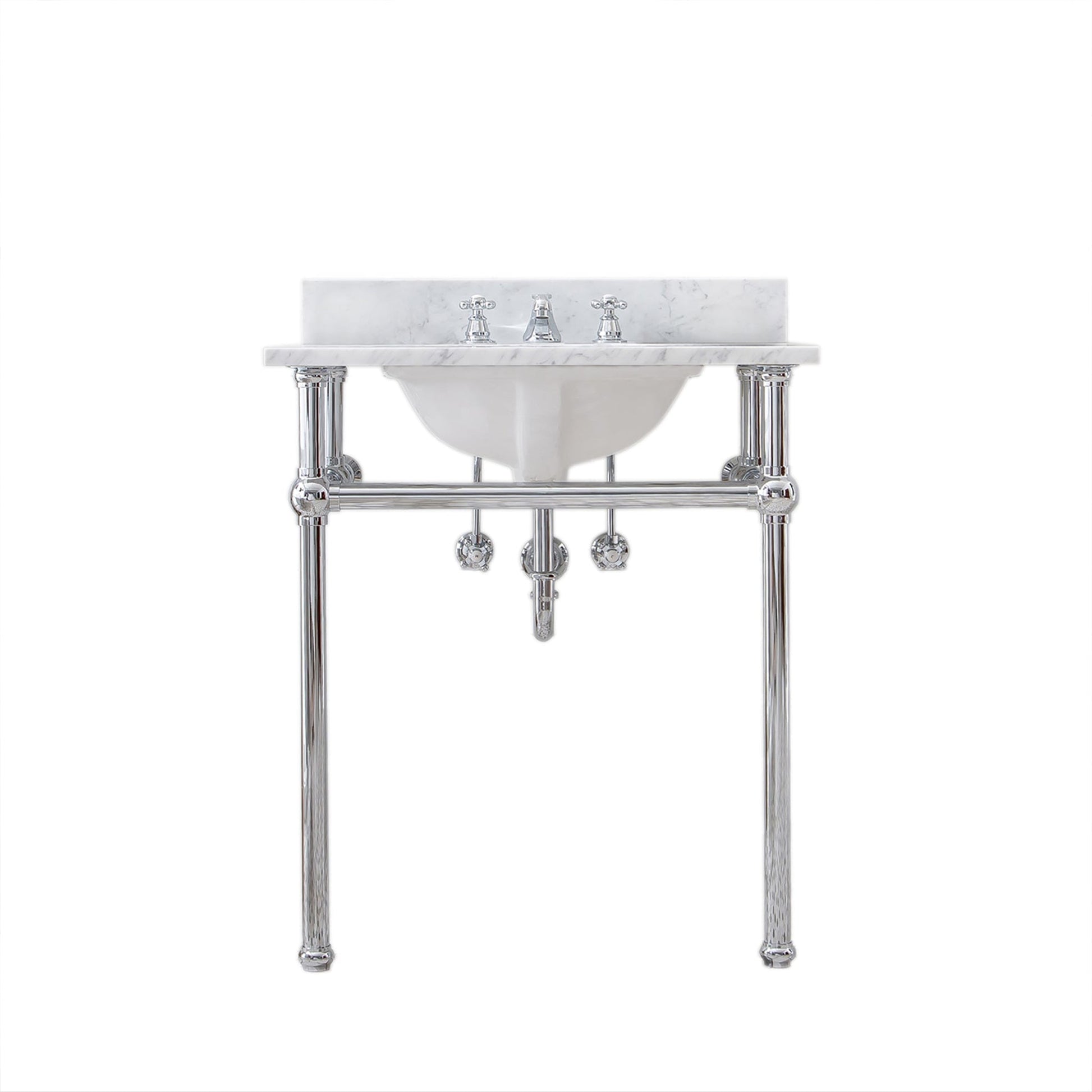 Water Creation Embassy 30" Wide Single Wash Stand, P-Trap, and Counter Top with Basin included in Chrome Finish