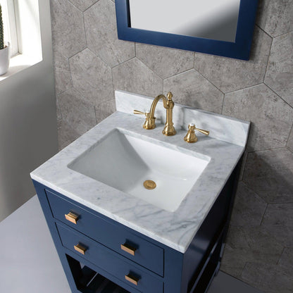 Water Creation Madalyn 24" Monarch Blue Single Sink Bathroom Vanity With F2-0012 Satin Gold Faucet