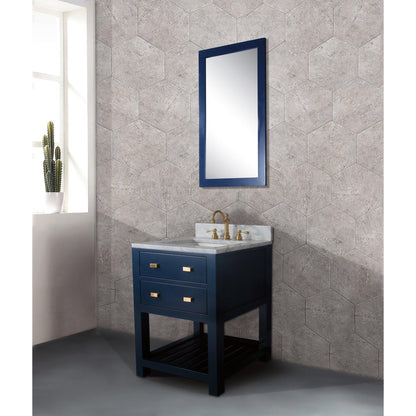 Water Creation Madalyn 24" Monarch Blue Single Sink Bathroom Vanity With F2-0012 Satin Gold Faucet