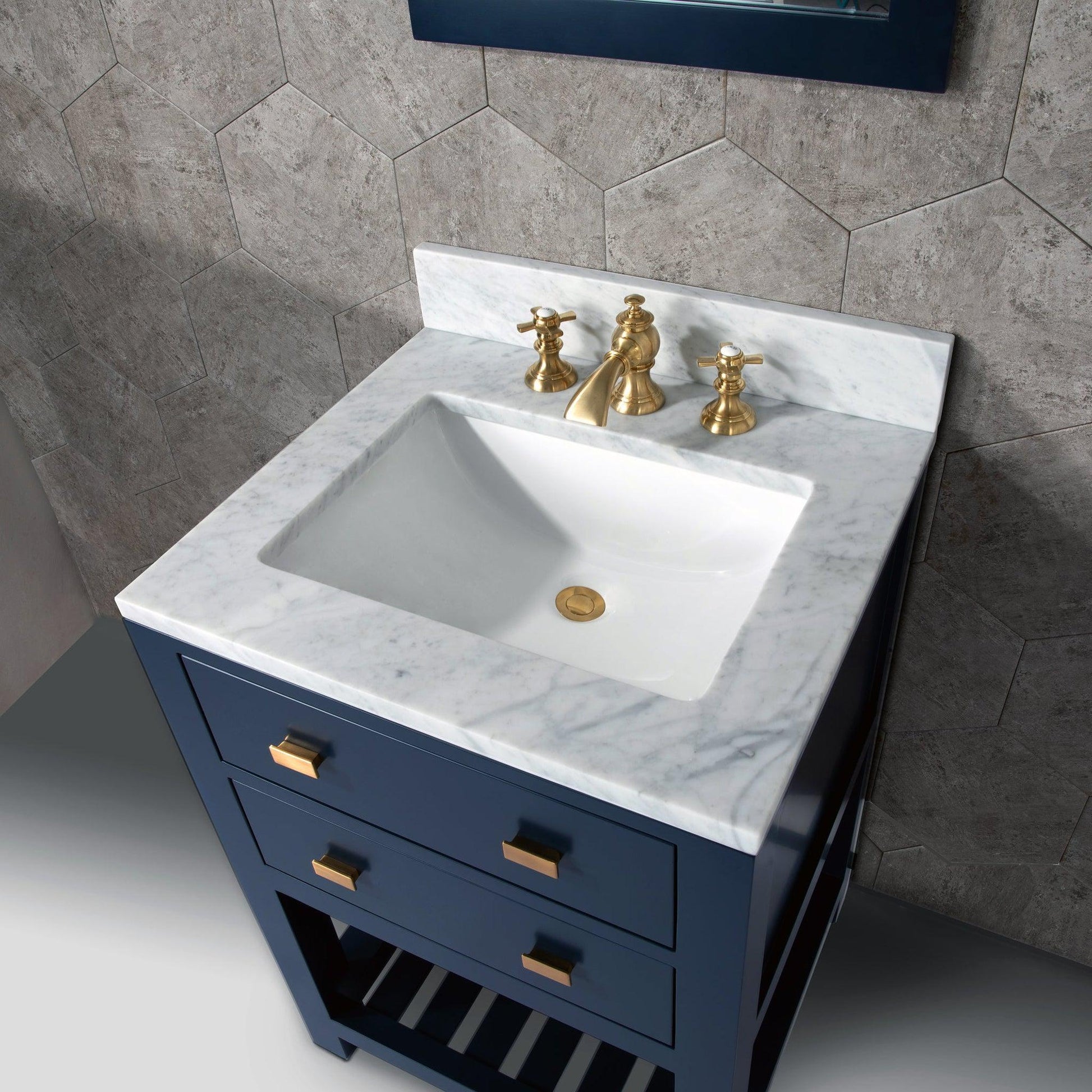Water Creation Madalyn 24" Monarch Blue Single Sink Bathroom Vanity With F2-0013 Satin Gold Faucet
