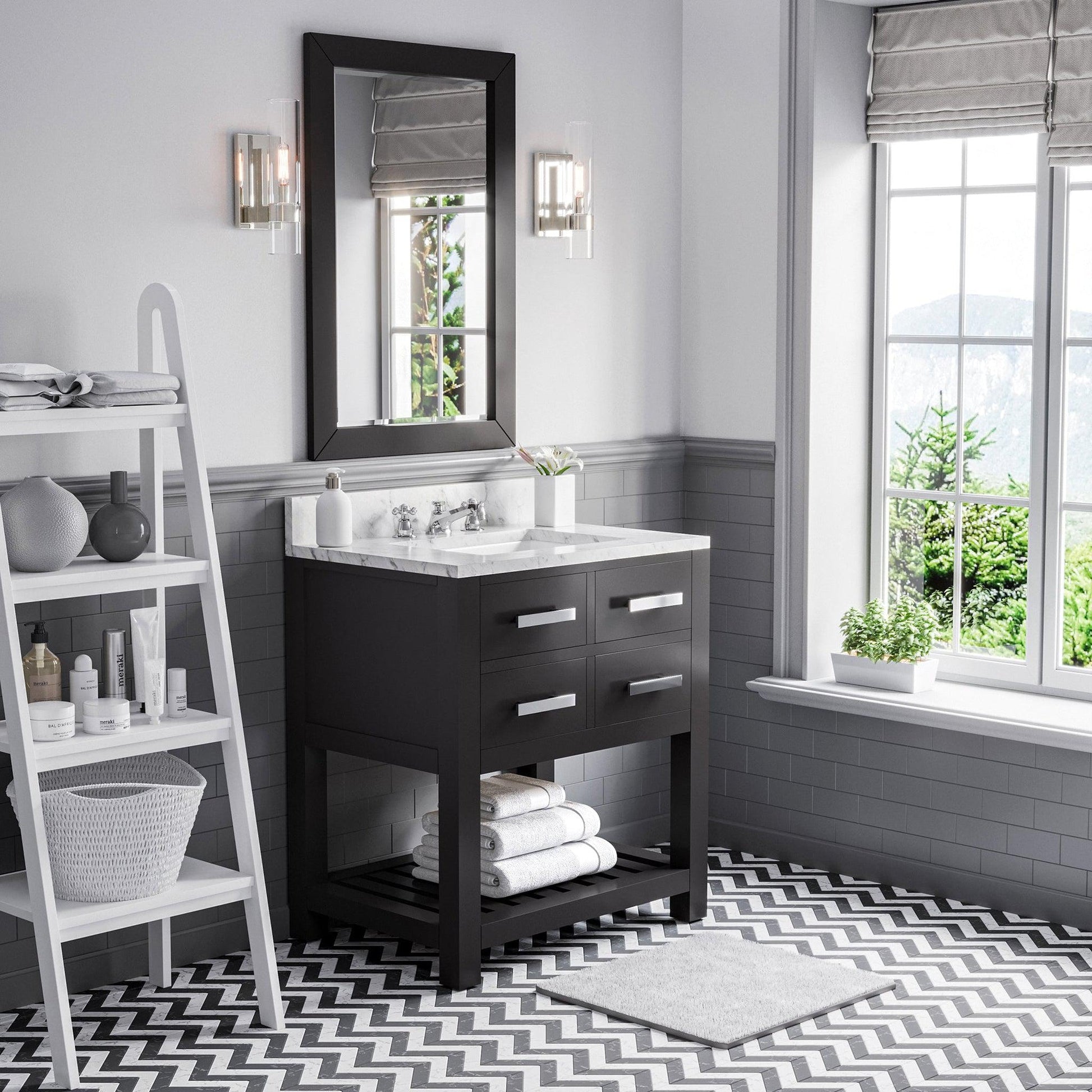 Water Creation Madalyn 30" Espresso Single Sink Bathroom Vanity With Matching Framed Mirror