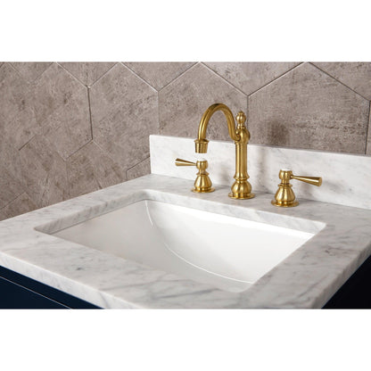 Water Creation Madalyn 30" Monarch Blue Single Sink Bathroom Vanity With F2-0012 Satin Gold Faucet