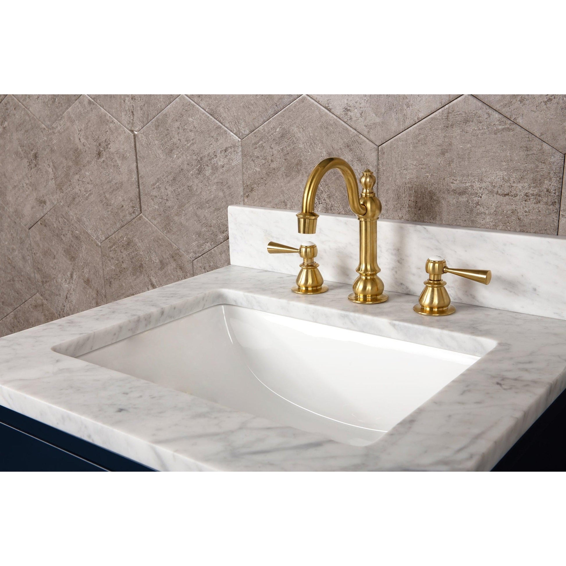Water Creation Madalyn 30" Monarch Blue Single Sink Bathroom Vanity With F2-0012 Satin Gold Faucet And Mirror