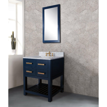 Water Creation Madalyn 30" Monarch Blue Single Sink Bathroom Vanity With F2-0013 Satin Gold Faucet