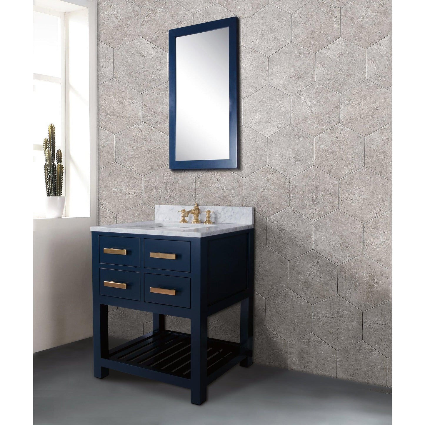 Water Creation Madalyn 30" Monarch Blue Single Sink Bathroom Vanity With Mirror