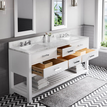 Water Creation Madalyn 72" Pure White Double Sink Bathroom Vanity With 2 Matching Framed Mirrors