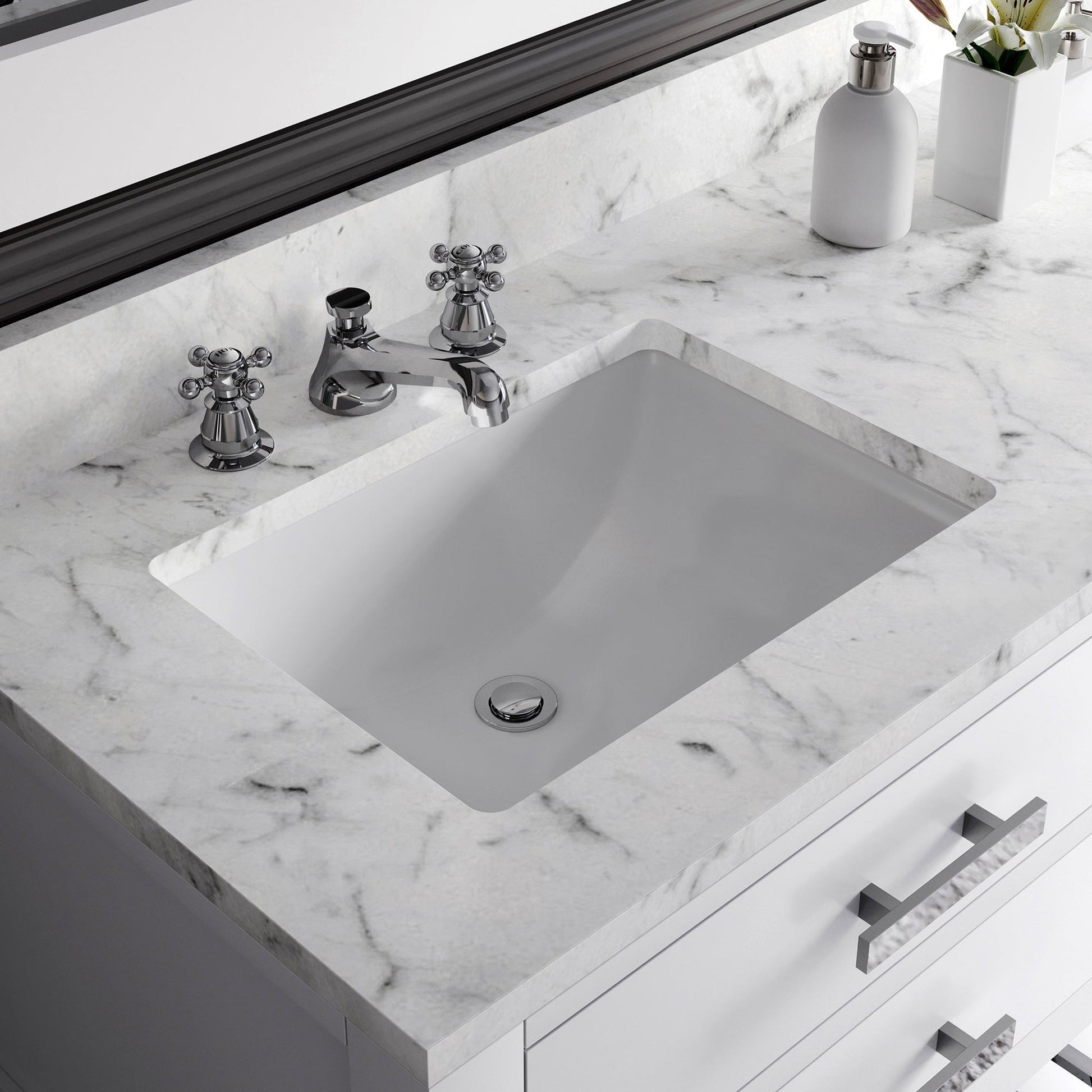 Water Creation Madalyn 72" Pure White Double Sink Bathroom Vanity With 2 Matching Framed Mirrors And Faucets