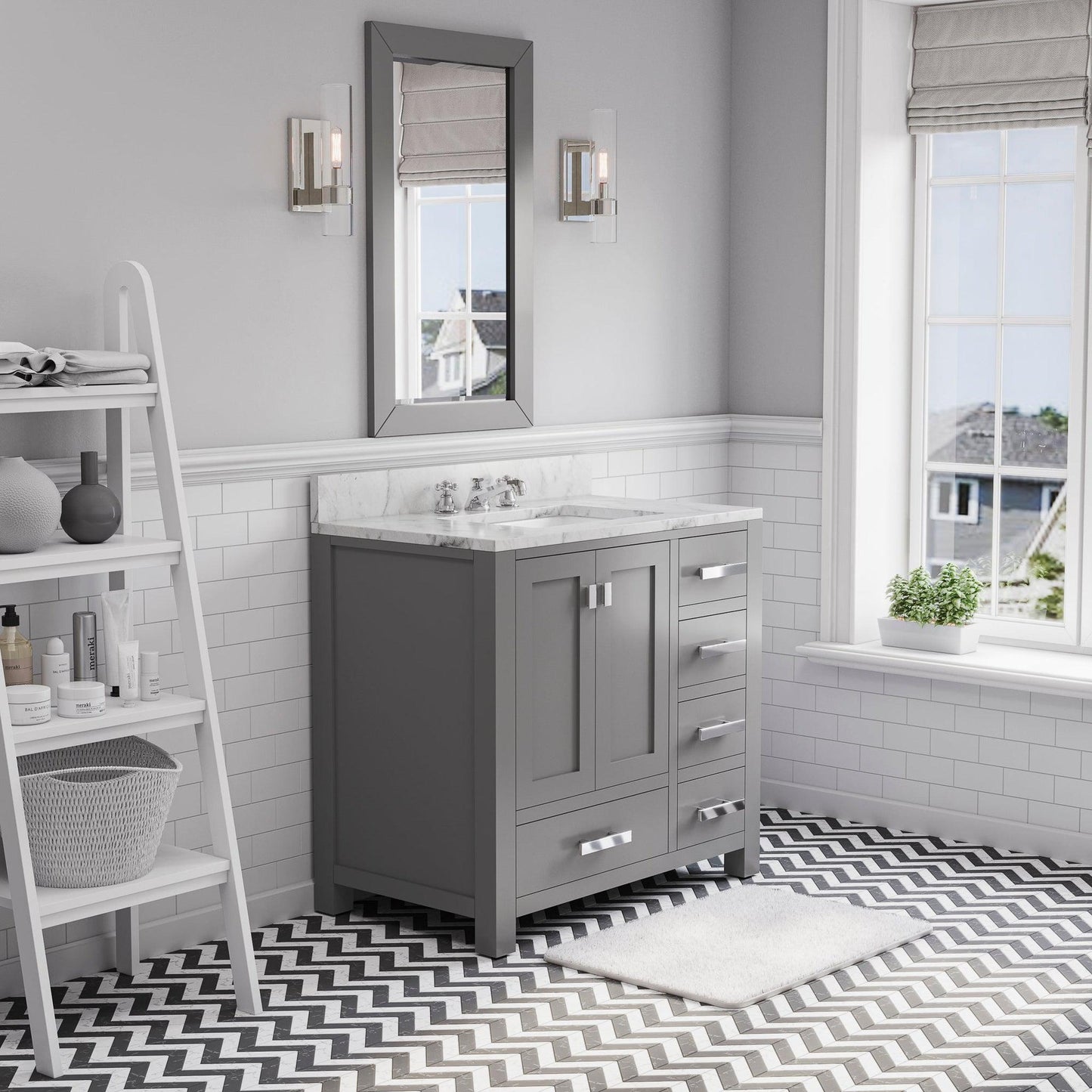 Water Creation Madison 36" Wide Cashmere Grey Single Sink Bathroom Vanity With Faucets