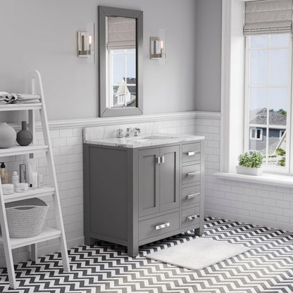 Water Creation Madison 36" Wide Cashmere Grey Single Sink Bathroom Vanity With Matching Mirror