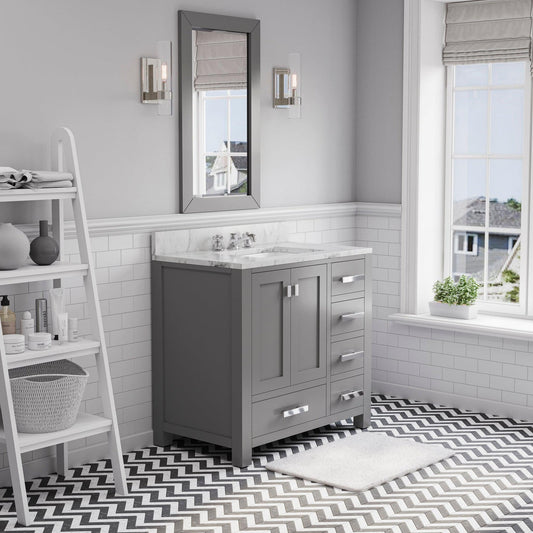 Water Creation Madison 36" Wide Cashmere Grey Single Sink Bathroom Vanity