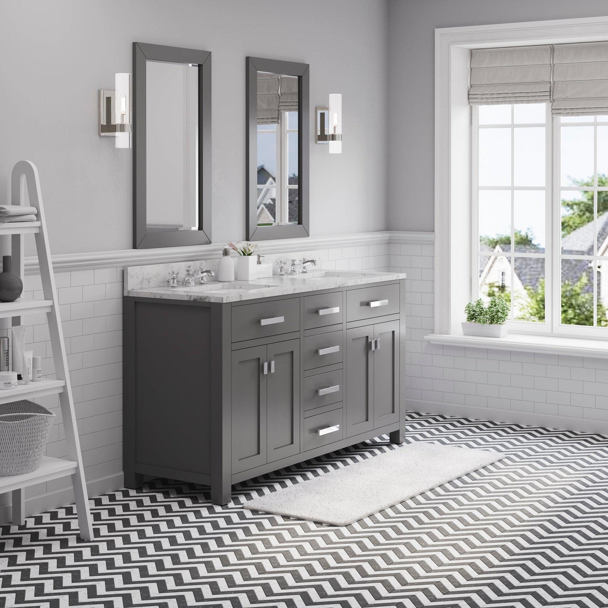 Water Creation Madison 60" Cashmere Grey Double Sink Bathroom Vanity With Faucet