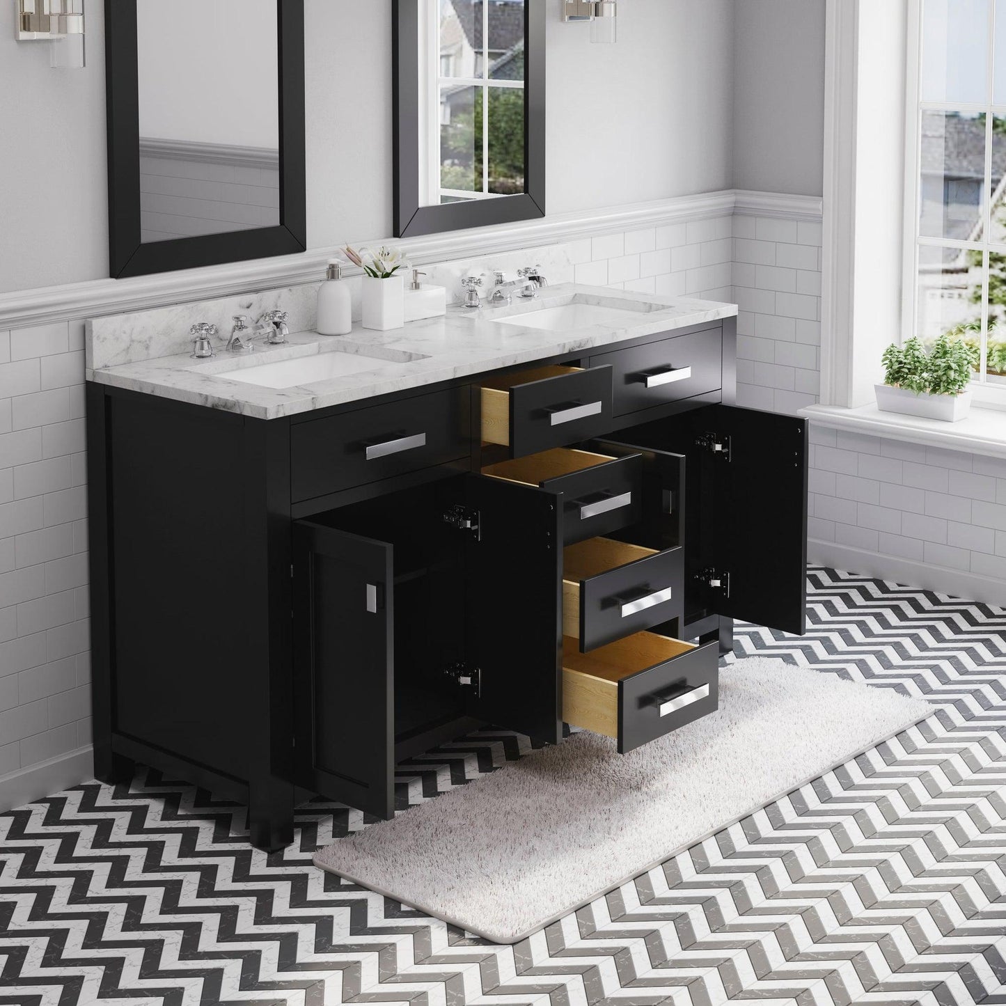 Water Creation Madison 60" Espresso Double Sink Bathroom Vanity