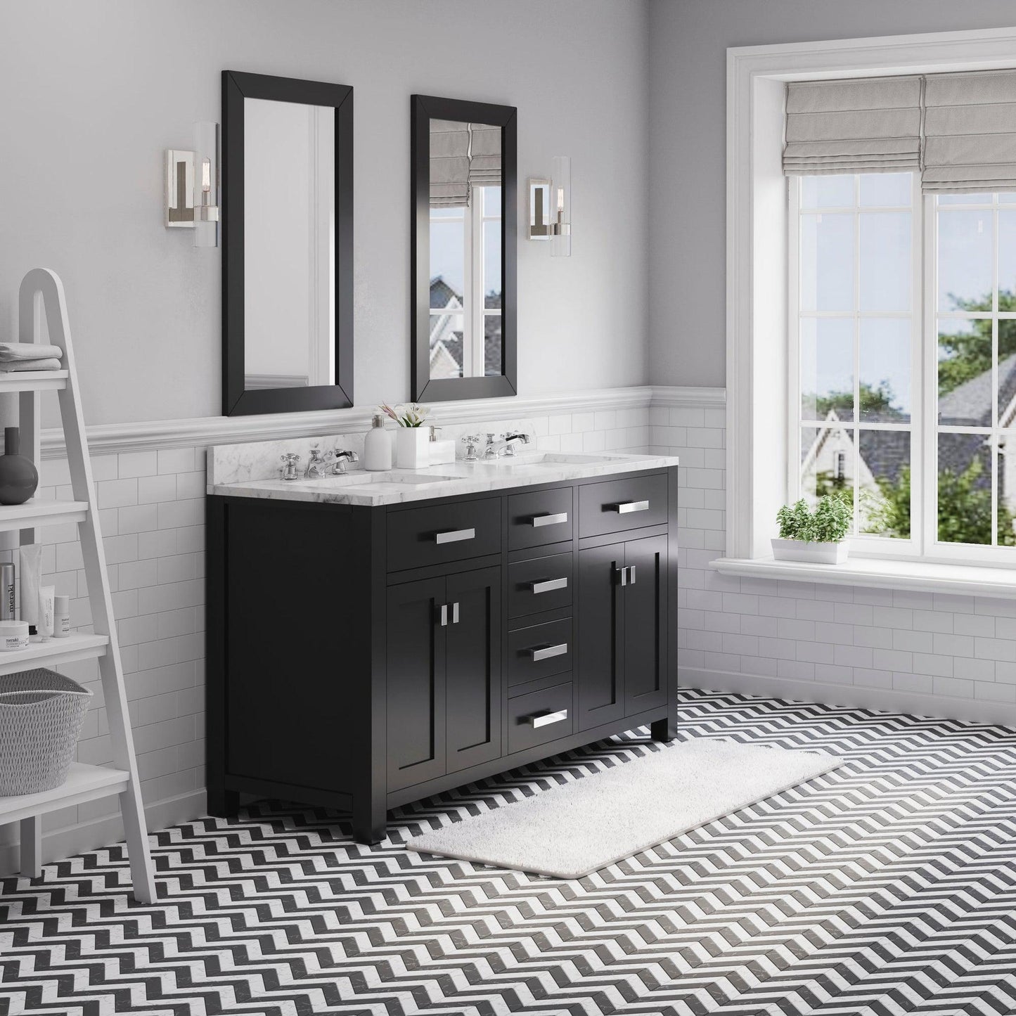 Water Creation Madison 60" Espresso Double Sink Bathroom Vanity With 2 Matching Framed Mirrors And Faucets