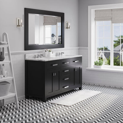 Water Creation Madison 60" Espresso Double Sink Bathroom Vanity With Matching Framed Mirror And Faucet