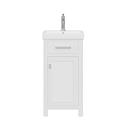 Water Creation Mia 18" Integrated Ceramic Sink Top Vanity in Pure White with Modern Single Faucet