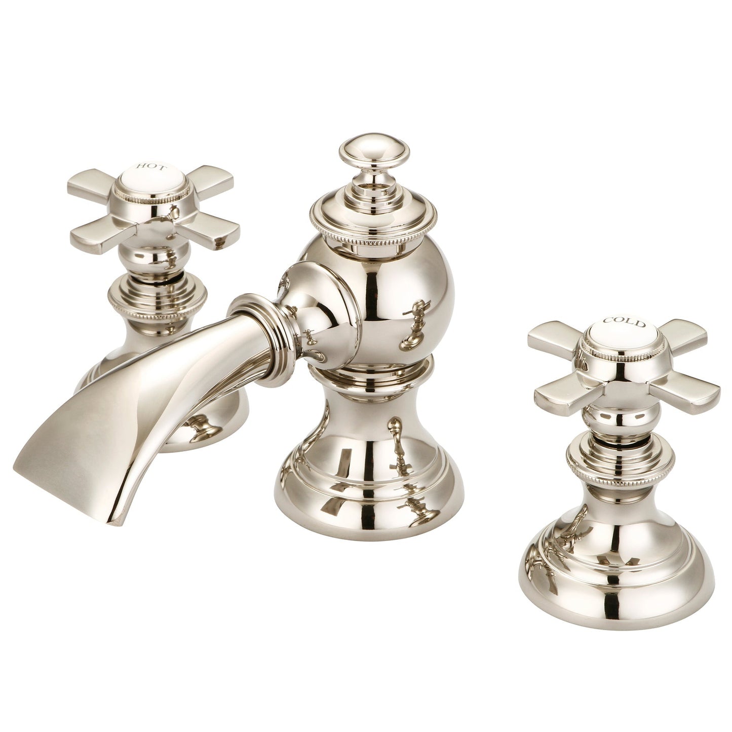 Water Creation Modern Classic Widespread Lavatory F2-0013 8" Ivory Solid Brass Faucet With Pop-Up Drain And Flat Cross Handles