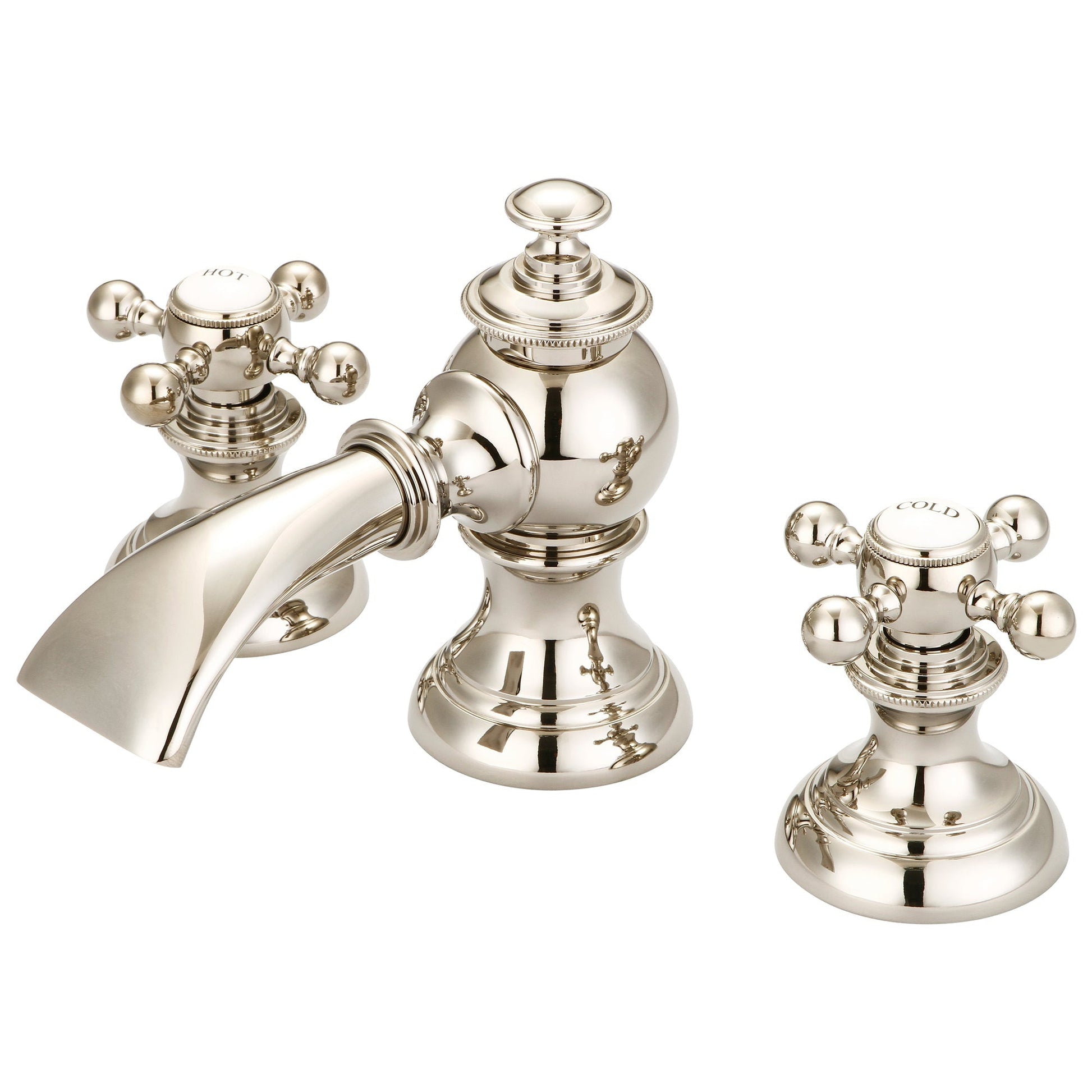 Water Creation Modern Classic Widespread Lavatory F2-0013 8" Ivory Solid Brass Faucet With Pop-Up Drain And Metal Lever Handles