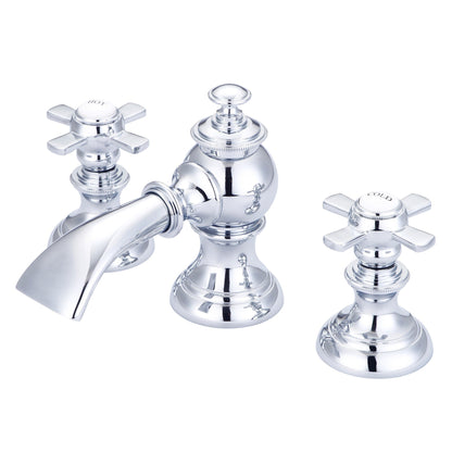 Water Creation Modern Classic Widespread Lavatory F2-0013 8" Silver Solid Brass Faucet With Pop-Up Drain And Flat Cross Handles