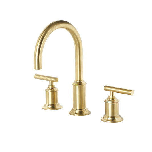 Water Creation Modern Gooseneck Spout Widespread Faucet F2-0014 Satin Gold Solid Brass Faucet