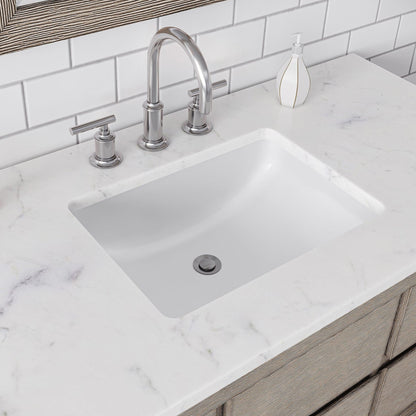 Water Creation Oakman 30" Single Sink Carrara White Marble Countertop Bath Vanity in Grey Oak with Chrome Faucet