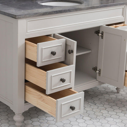 Water Creation Potenza 48" Bathroom Vanity in Earl Grey Finish with Blue Limestone Top with Faucet and Mirror