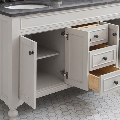 Water Creation Potenza 60" Bathroom Vanity in Earl Grey Finish with Blue Limestone Top with Faucet and Small Mirror