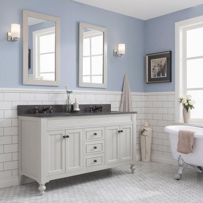 Water Creation Potenza 60" Earl Grey Double Sink Bathroom Vanity With 2 Matching Framed Mirrors