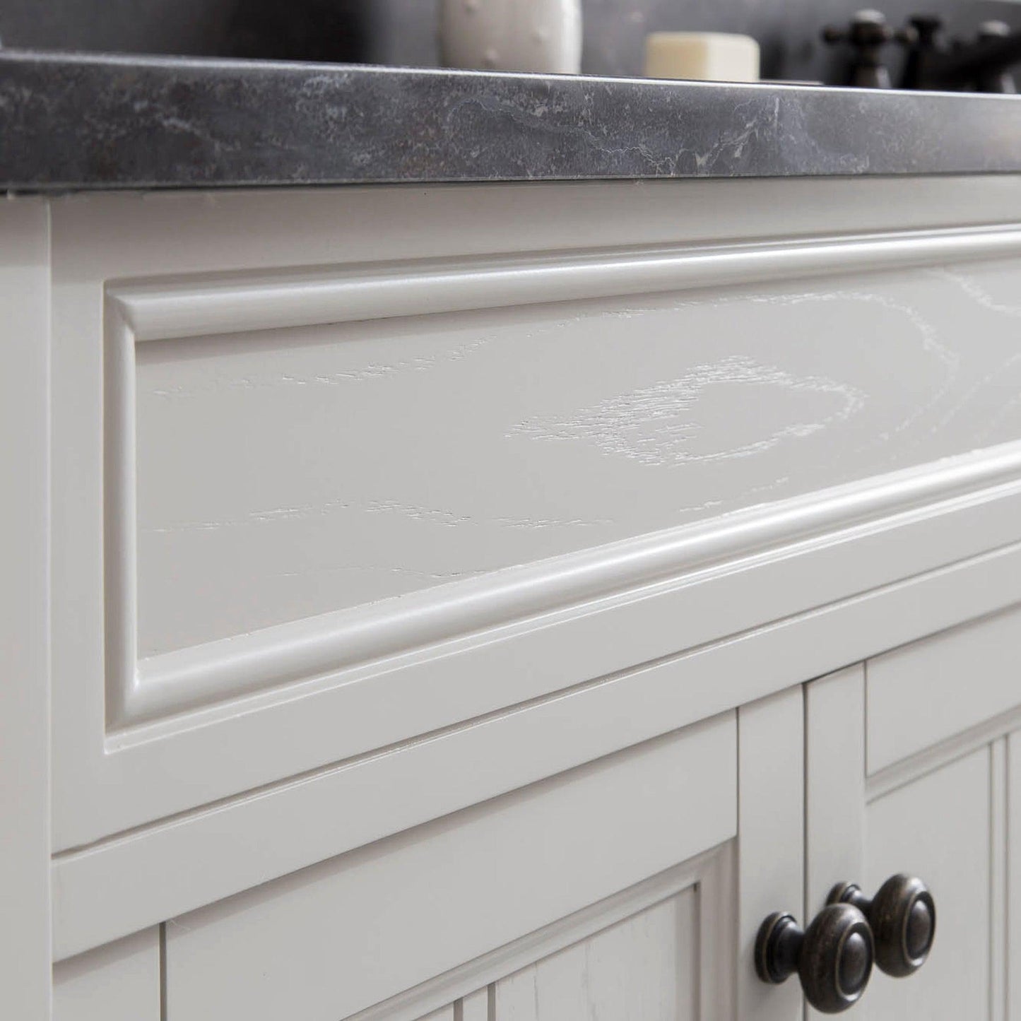 Water Creation Potenza 72" Bathroom Vanity in Earl Grey with Blue Limestone Top with Faucet and Small Mirror