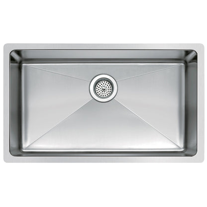 Water Creation Single Bowl Stainless Steel Hand Made Undermount 30 Inch X 18 Inch Sink With Coved Corners
