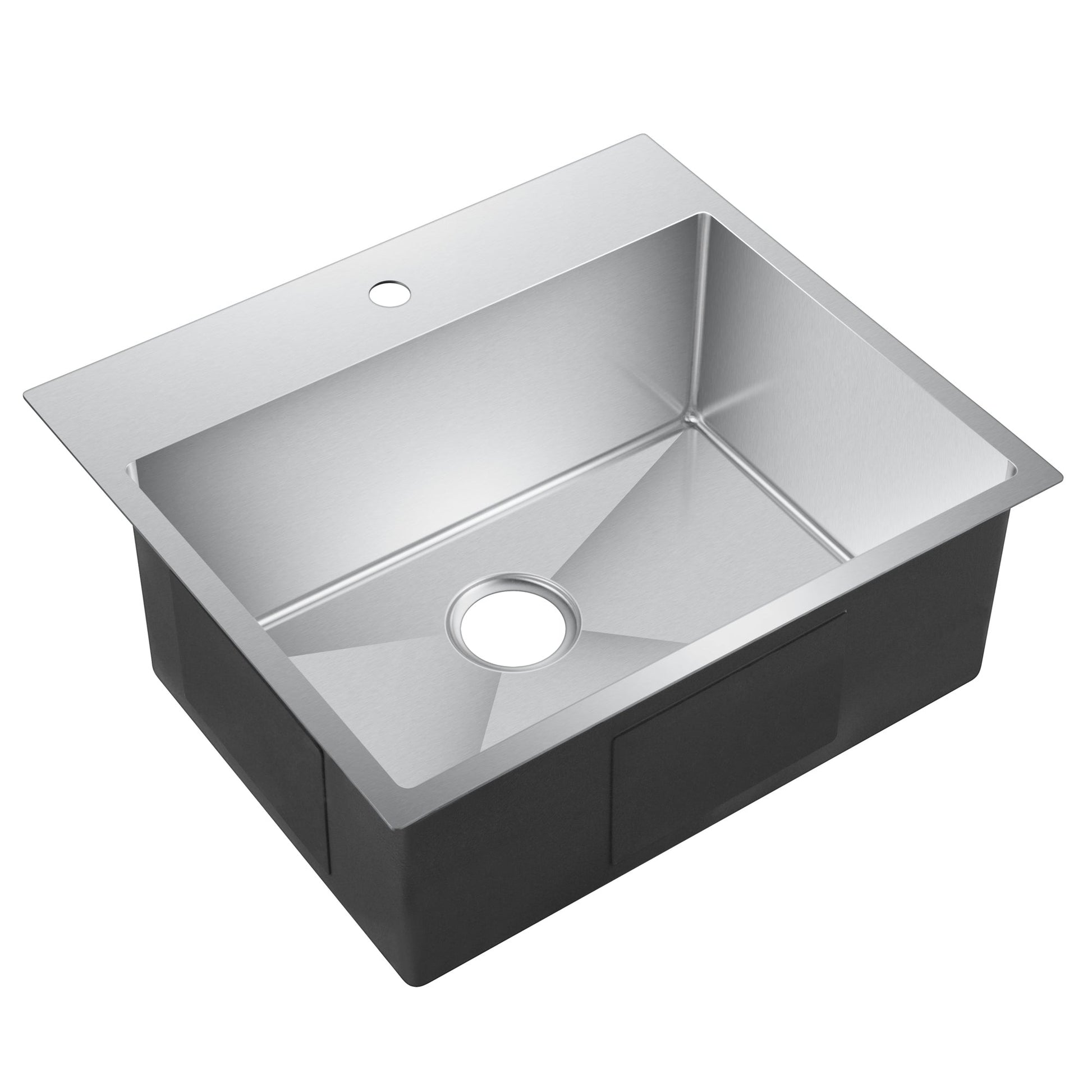 Water Creation Small Radius Single Bowl Stainless Steel Hand Made Drop In 25 Inch X 22 Inch Sink With Drain And Strainer