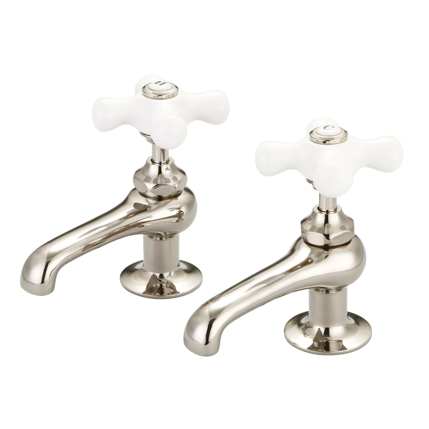 Water Creation Vintage Classic Basin Cocks Lavatory F1-0003 1.88" Ivory Solid Brass Faucet With Porcelain Cross Handles, Hot And Cold Labels Included