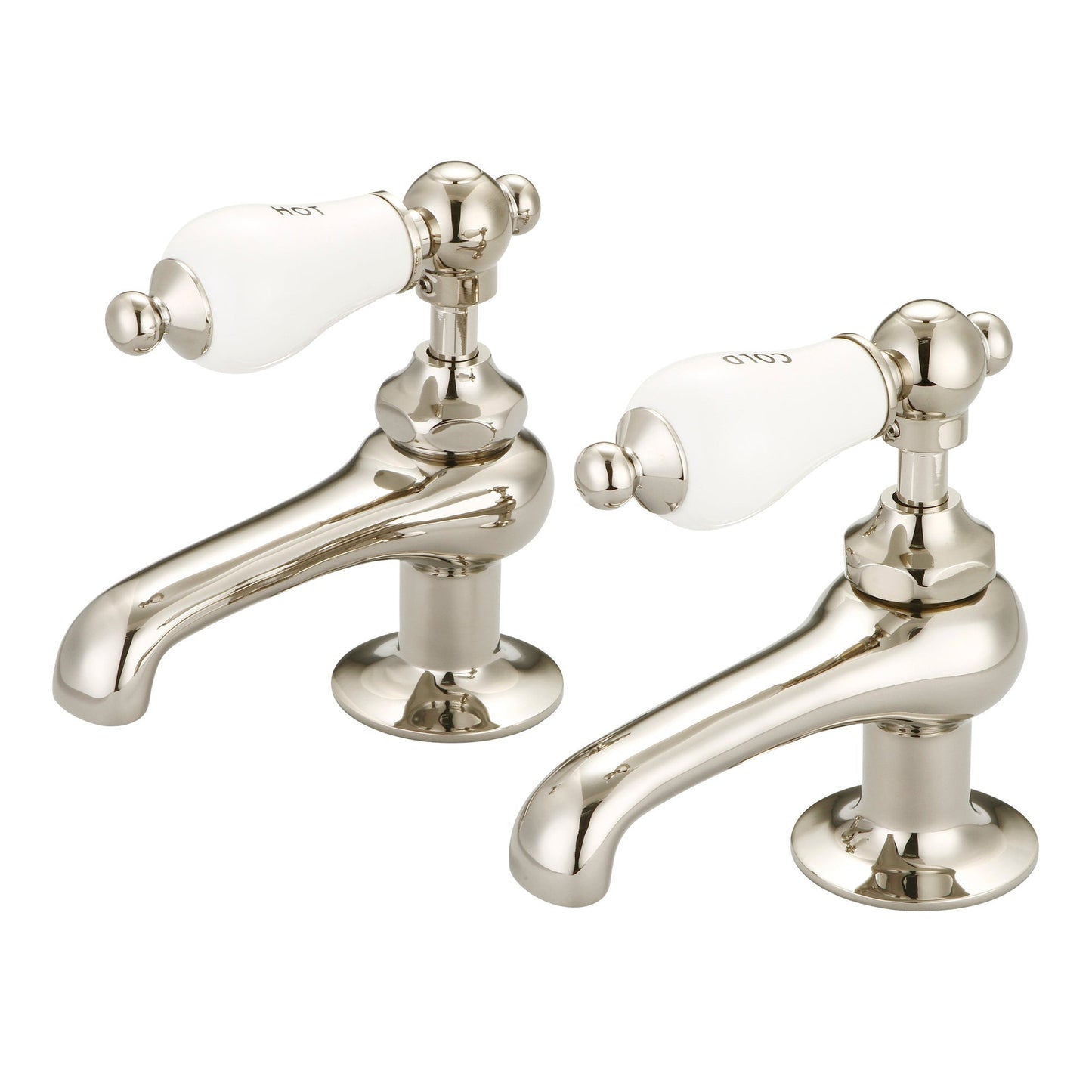 Water Creation Vintage Classic Basin Cocks Lavatory F1-0003 1.88" Ivory Solid Brass Faucet With Porcelain Lever Handles, Hot And Cold Labels Included