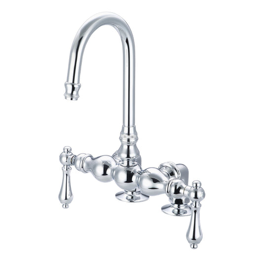 Water Creation Vintage Classic Center Deck Mount Tub F6-0016 9.25" Silver Solid Brass Faucet With Gooseneck Spout And 2-Inch Risers And Metal Lever Handles Without Labels