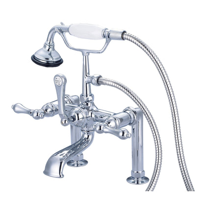 Water Creation Vintage Classic Spread Deck Mount Tub F6-0006 7" Silver Solid Brass Faucet With 6-Inch Risers And Handheld Shower And Metal Lever Handles Without Labels