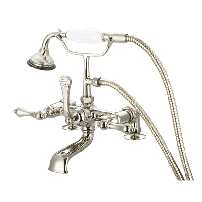 Water Creation Vintage Classic Spread Deck Mount Tub F6-0007 7" Ivory Solid Brass Faucet With 6-Inch Risers And Handheld Shower And Metal Lever Handles Without Labels