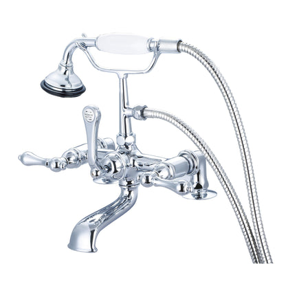 Water Creation Vintage Classic Spread Deck Mount Tub F6-0007 7" Silver Solid Brass Faucet With 6-Inch Risers And Handheld Shower And Metal Lever Handles Without Labels