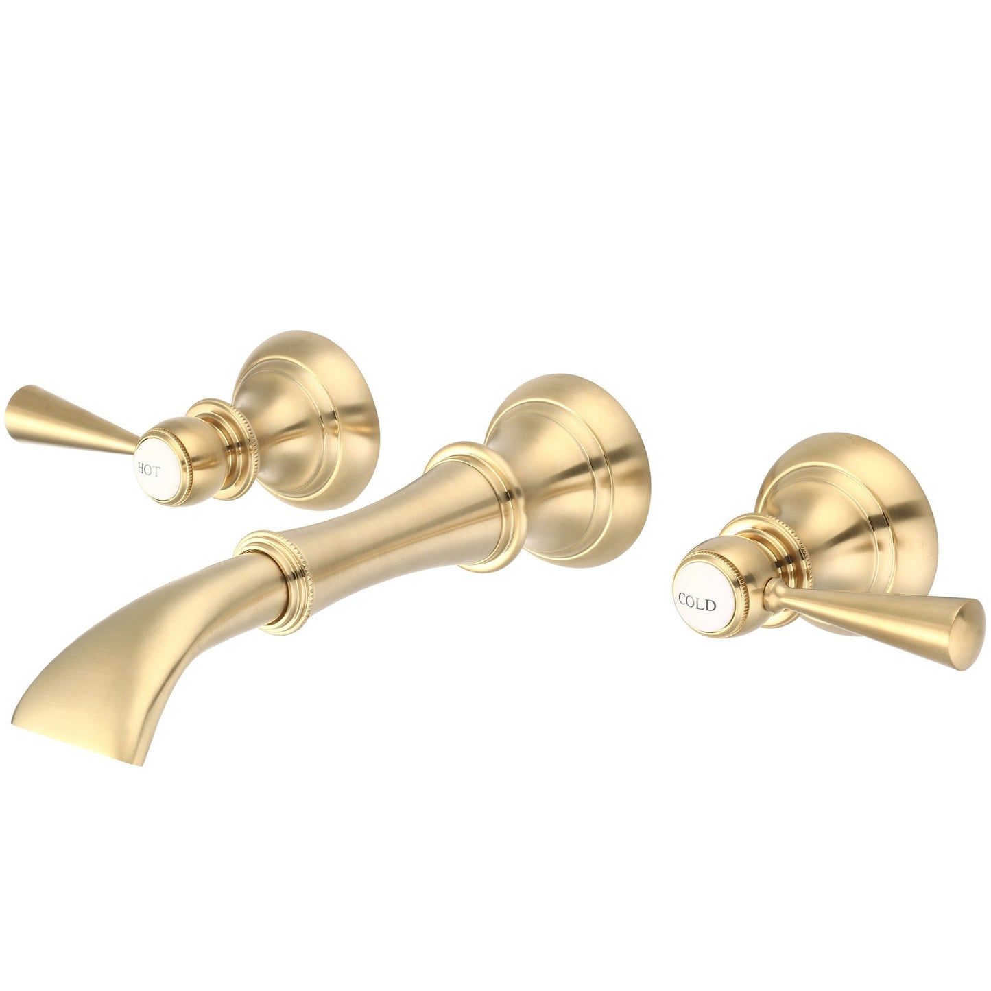 Water Creation Waterfall Style Wall-Mounted Lavatory F4-0004 8" Gold Solid Brass Faucet