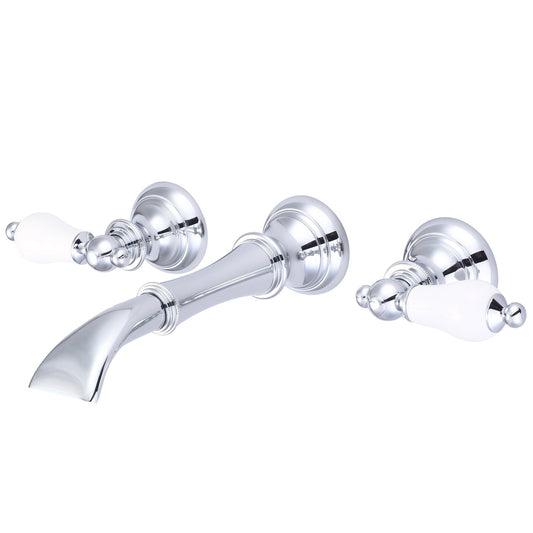 Water Creation Waterfall Style Wall-Mounted Lavatory F4-0004 8" Silver Solid Brass Faucet