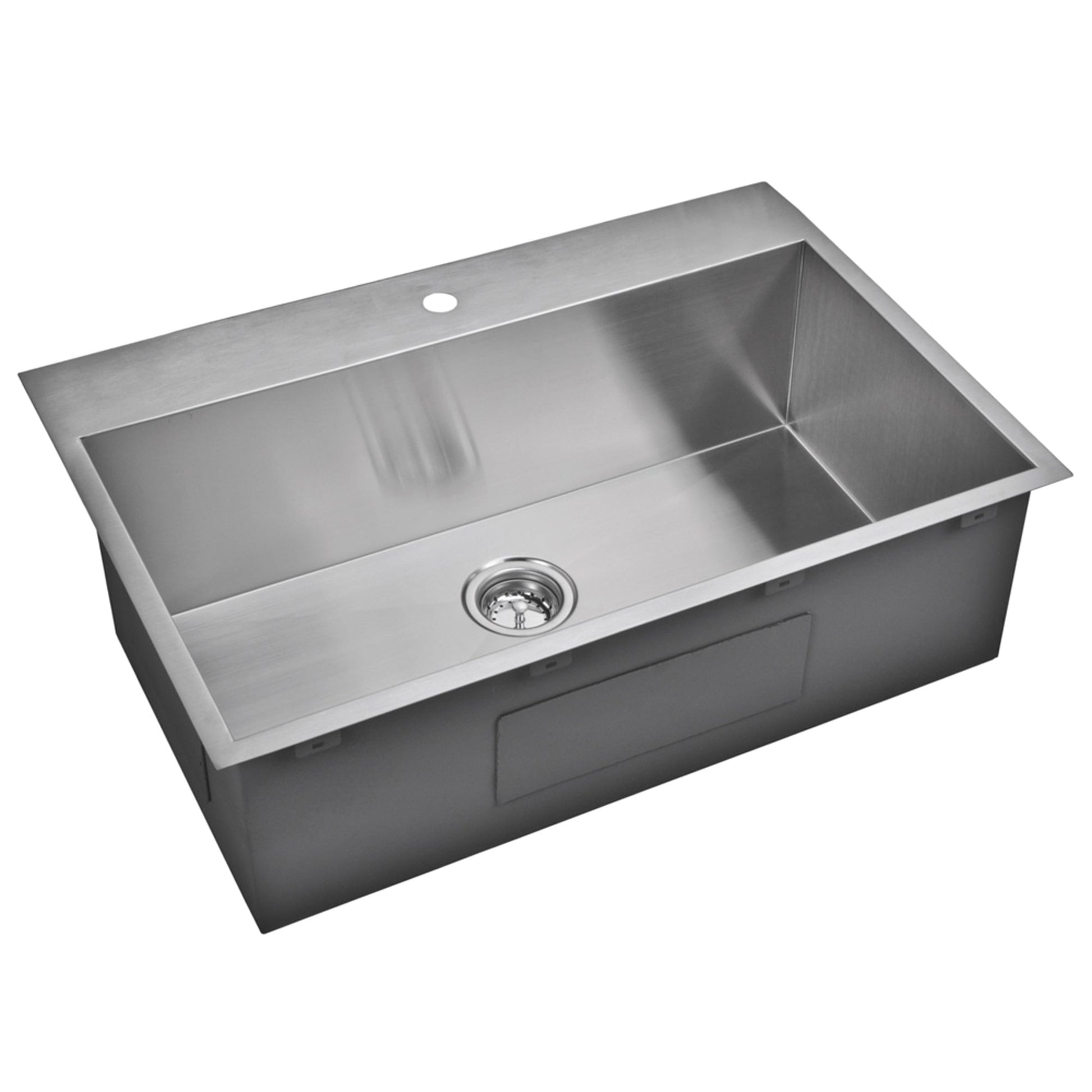 Water Creation Zero Radius Single Bowl Stainless Steel Hand Made Drop In 33 Inch X 22 Inch Sink With Drain And Strainer