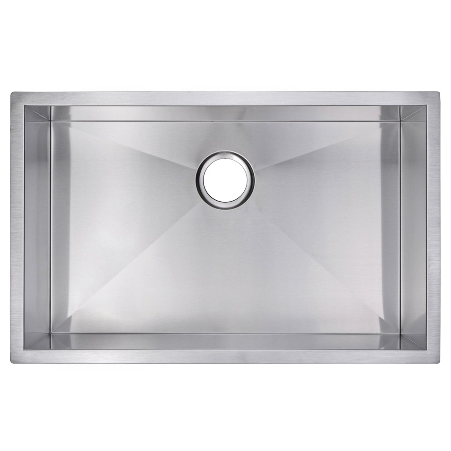 Water Creation Zero Radius Single Bowl Stainless Steel Hand Made Undermount 30 Inch X 19 Inch Sink With Drain, Strainer, And Bottom Grid
