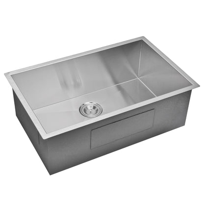 Water Creation Zero Radius Single Bowl Stainless Steel Hand Made Undermount 30 Inch X 19 Inch Sink With Drain, Strainer, And Bottom Grid