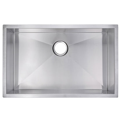 Water Creation Zero Radius Single Bowl Stainless Steel Hand Made Undermount 30 Inch X 19 Inch Sink