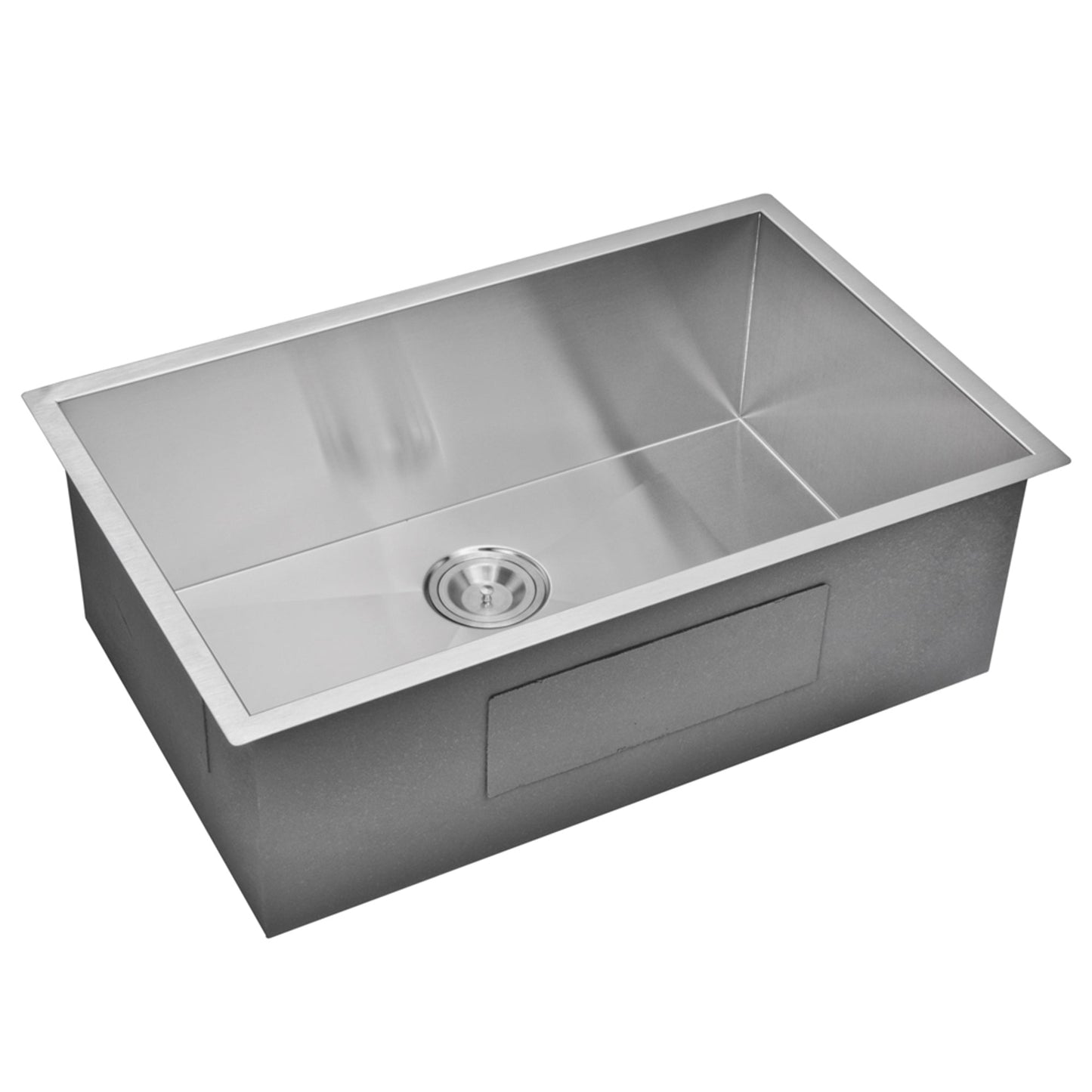 Water Creation Zero Radius Single Bowl Stainless Steel Hand Made Undermount 32 Inch X 19 Inch Sink With Drain, Strainer, And Bottom Grid