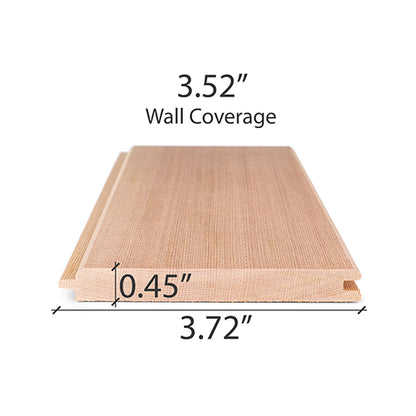 PROSAUNAS Cedar 1/2" x 4" x 1' Natural Cedar Wood Vertical Grain, Tongue & Groove, V-Joint 2 Edges Sauna Wall Panelling