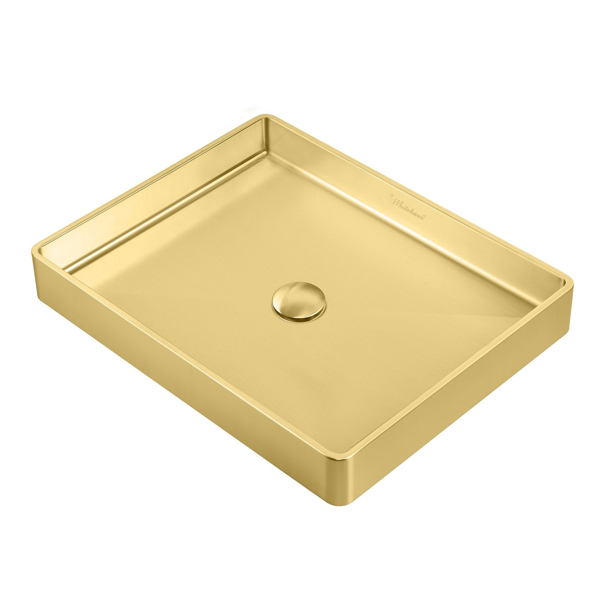 Whitehaus Noah Plus Brass Stainless Steel Rectangular Above Mount Basin Set With Center Drain