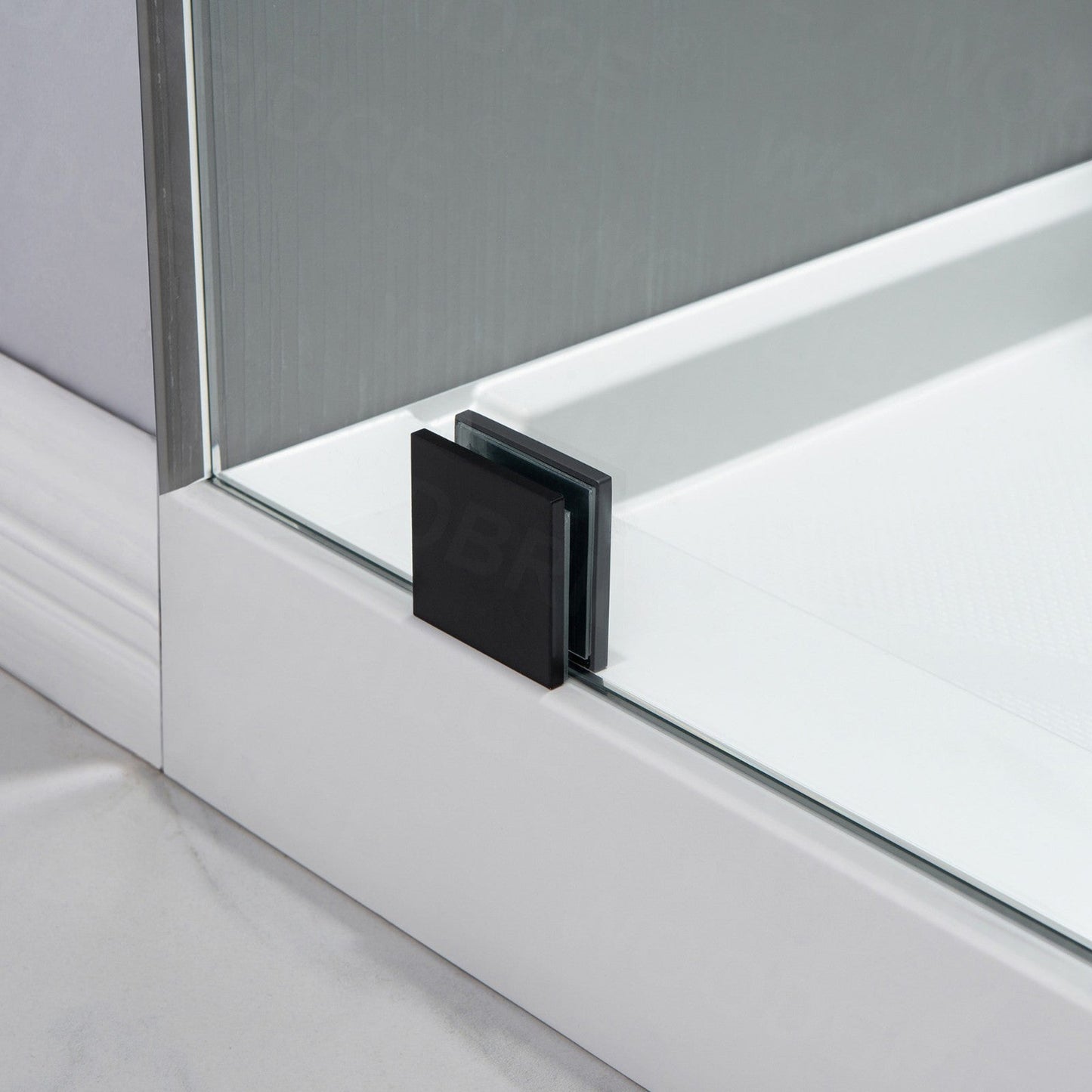 WoodBridge 48" W x 76" H Clear Tempered Glass Frameless Shower Door With Matte Black Hardware Finish